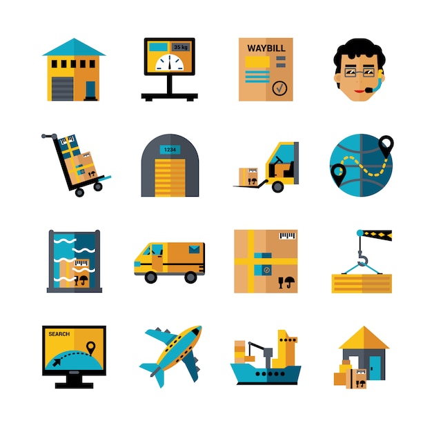 Logistics color icons set