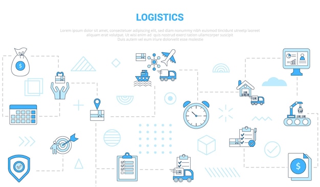 Logistics concept with icon set template banner with modern blue color style