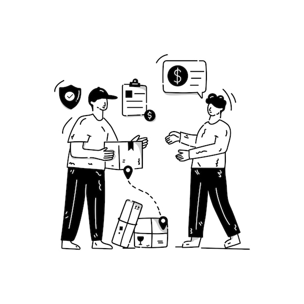 Logistics inventory hand drawn illustration