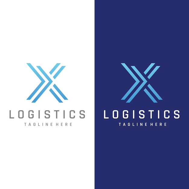 Logistica logo template design con frecce per ordini veloci e digitali