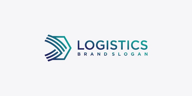 Il logo logistico con il concetto di arte della linea creativa viene inviato velocemente vettore premium