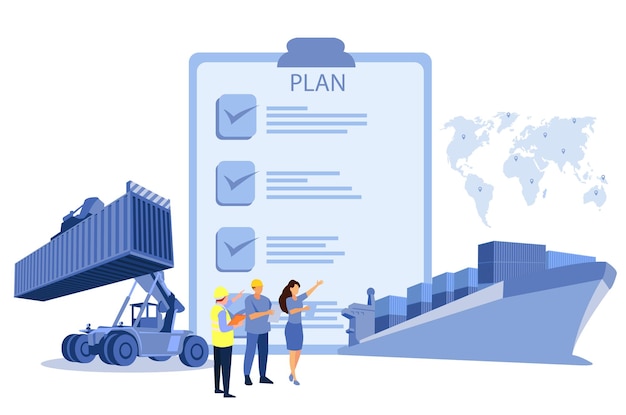 Logistics and shipping of container truck at ship port for business Container Cargo ship and cargo plane with crane bridge working at shipyard at sunrise logistics import export and shipping