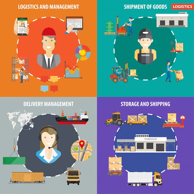 Logistics or shipping management infographics