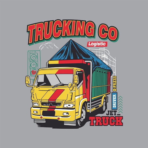 Camion logistici vita del camionista design sui camion per poster o t-shirt