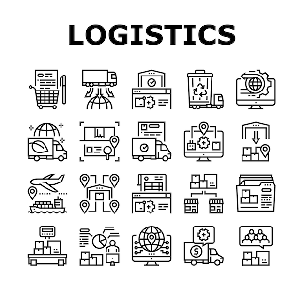 Logistiek Business Collection Icons Set Vector Illustratie