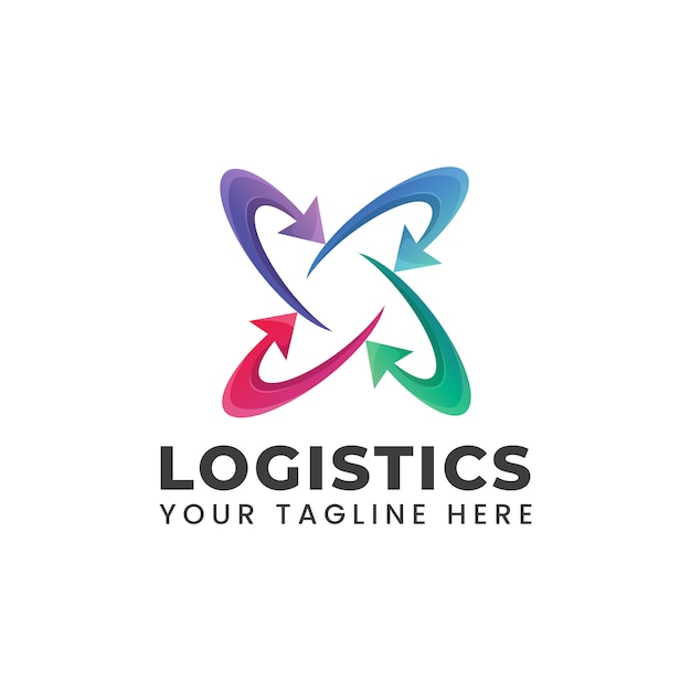 logistiek logo met pijlvorm cirkel afgerond abstracte illustratie