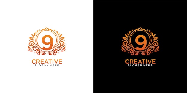 Vector logo 9 ornament luxury design