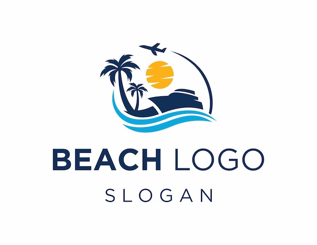 Vettore il logo di beach è stato creato utilizzando l'applicazione corel draw 2018