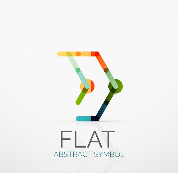 Logo abstract minimalistic linear flat design Business hitech geometric symbol multicolored segments lines