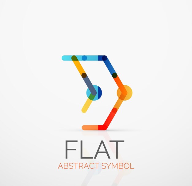 Vector logo abstract minimalistisch lineair plat ontwerp business hitech geometrisch symbool veelkleurige segmenten lijnen