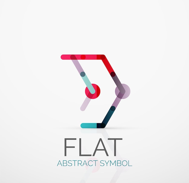 Logo abstract minimalistisch lineair plat ontwerp Business hitech geometrisch symbool veelkleurige segmenten lijnen
