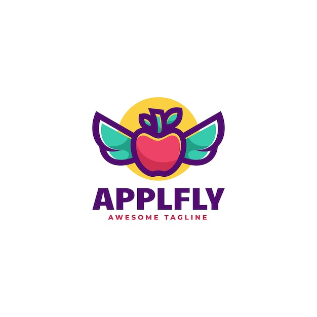 Logo afbeelding apple fly eenvoudige mascotte stijl