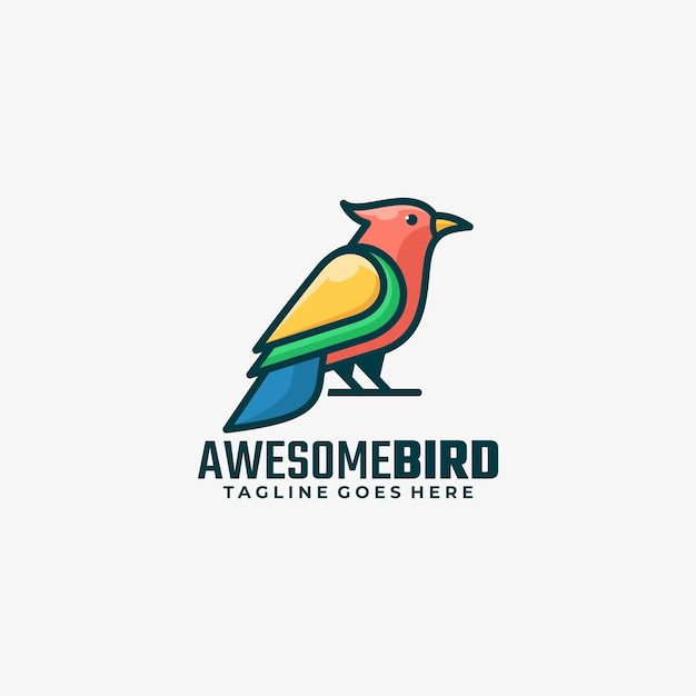 Logo afbeelding Awesome vogel eenvoudige mascotte stijl.