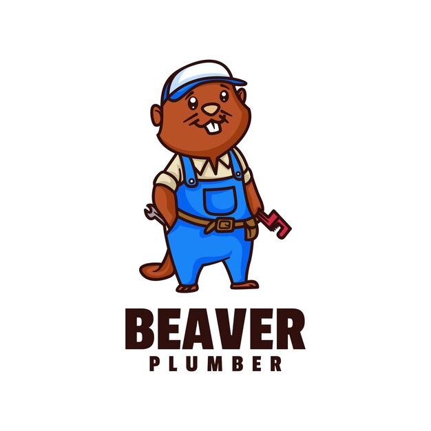 Logo afbeelding bever mascotte cartoon stijl.