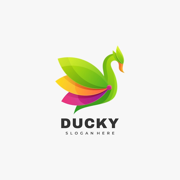 Logo afbeelding Duck kleurovergang kleurrijke stijl.