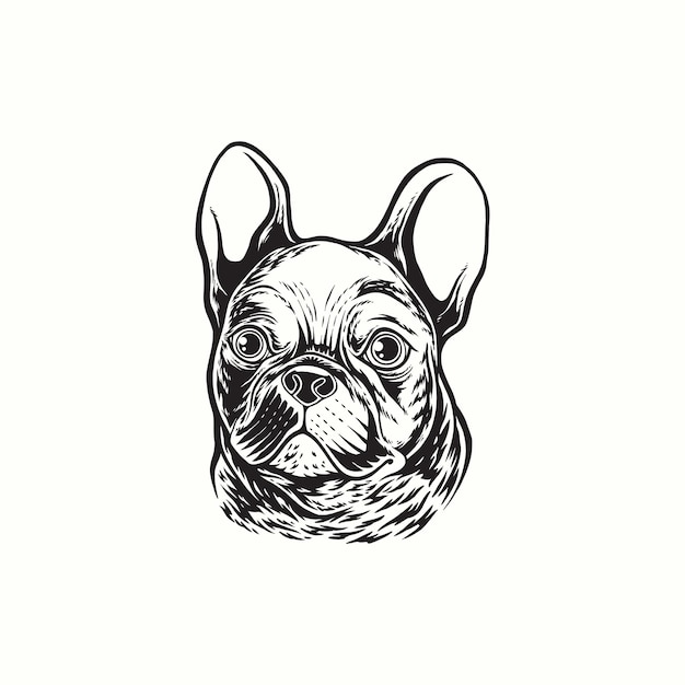 Vector logo afbeelding hand tekenen franse bulldog hond vintage vector