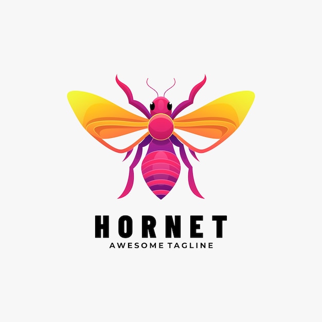 Logo afbeelding hornet kleurovergang kleurrijke stijl.