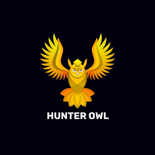 Logo afbeelding hunter owl kleurovergang kleurrijke stijl.