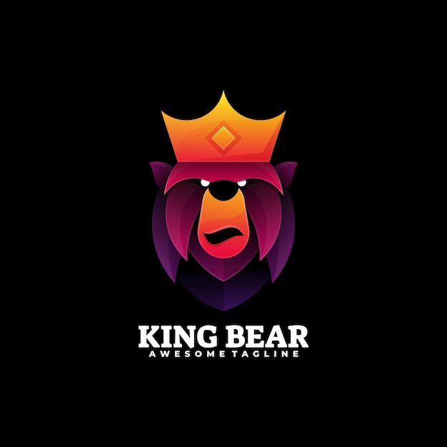 Logo afbeelding koning beer kleurovergang kleurrijke stijl.