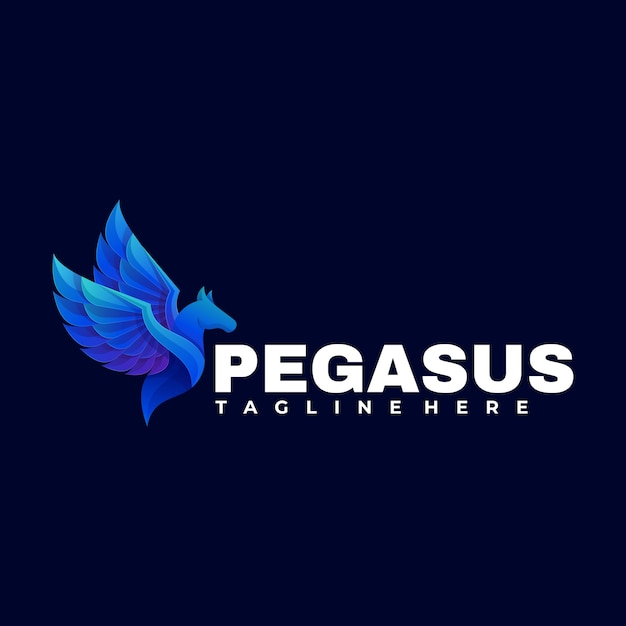 Logo afbeelding Pegasus kleurovergang kleurrijke stijl.