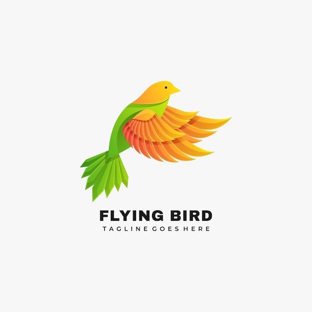 Logo afbeelding vliegende vogel kleurovergang kleurrijke stijl.