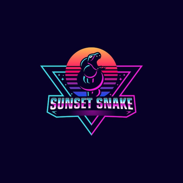 Logo afbeelding zonsondergang slang 80s stijl