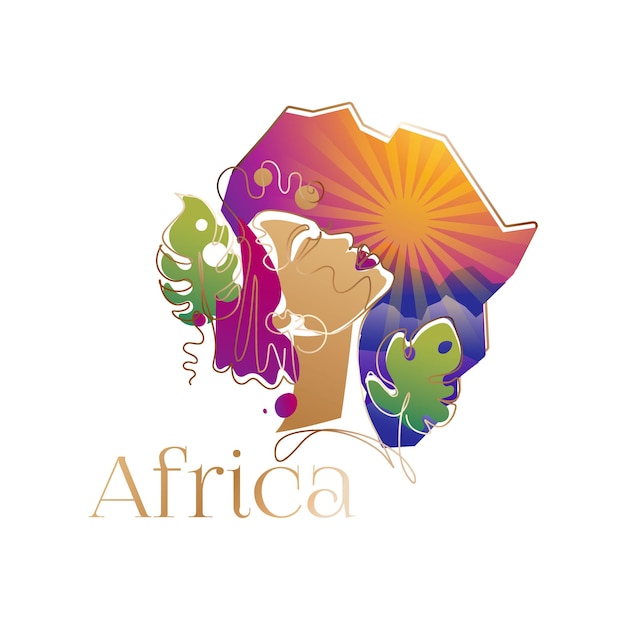 A logo for africa with a woman in the middle of the image.