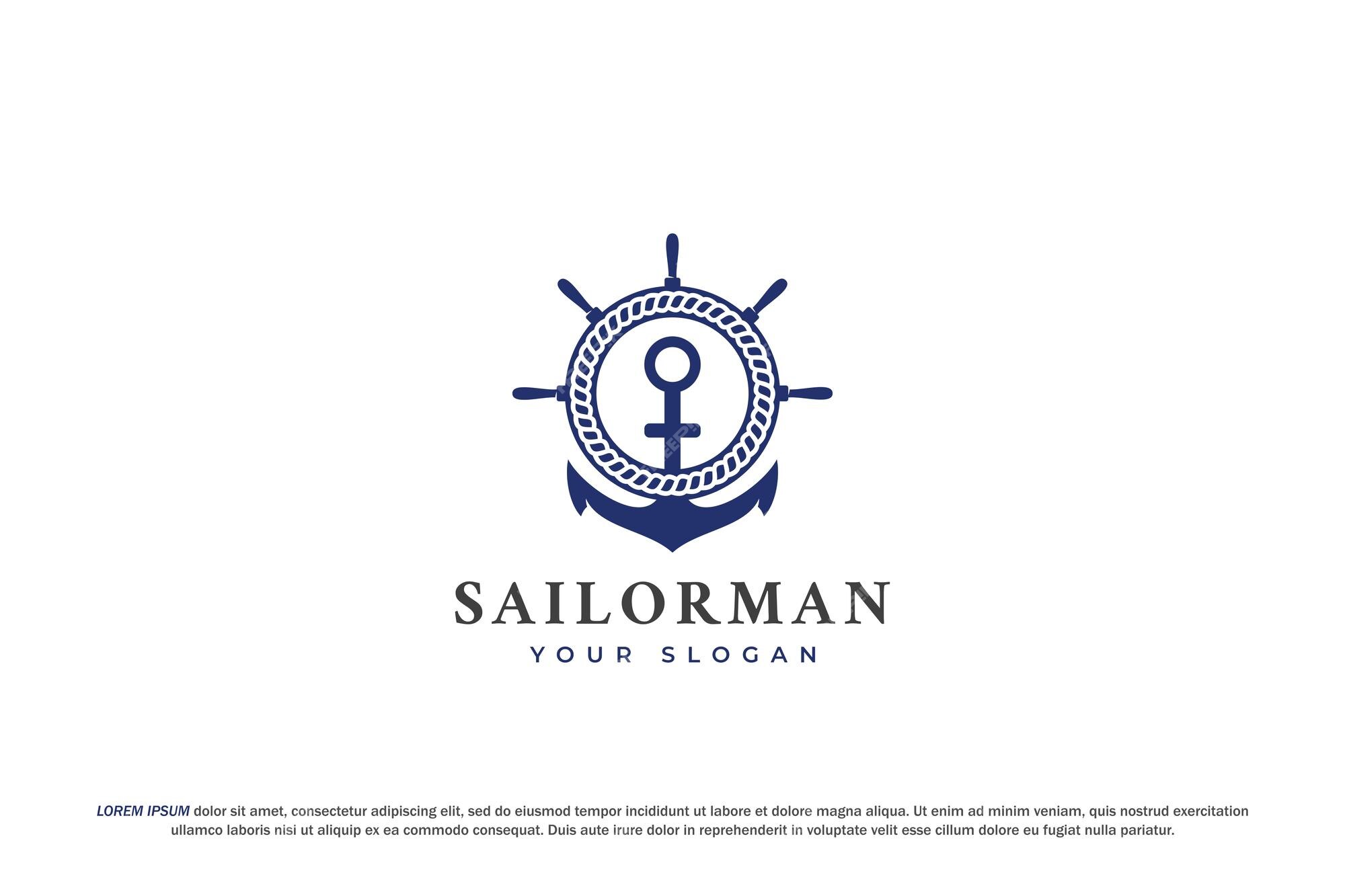 Premium Vector | Logo anchor sailor ship wheel navy