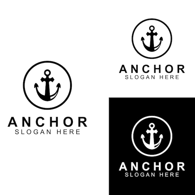 Logo and anchor symbol design vector illustration template