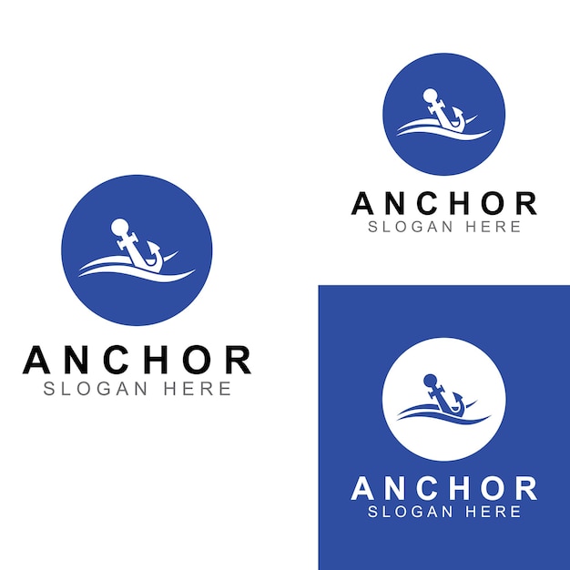 Logo and anchor symbol design vector illustration template