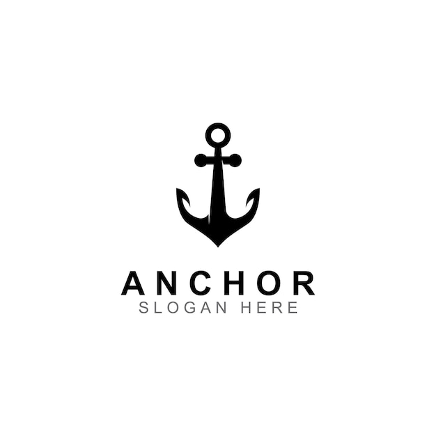 Logo and anchor symbol design vector illustration template