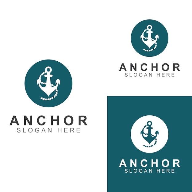Logo and anchor symbol design vector illustration template