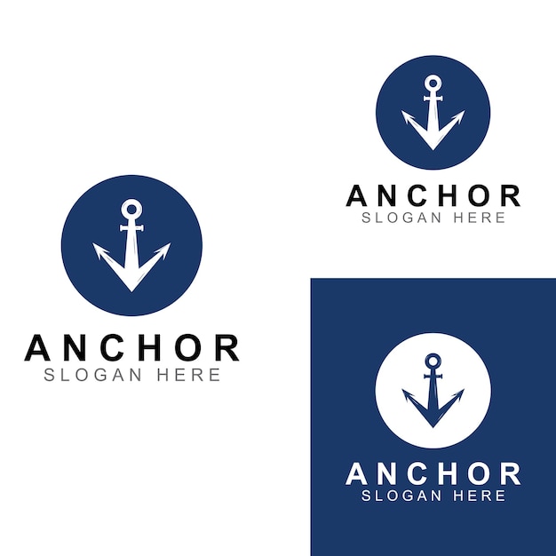 Logo and anchor symbol design vector illustration template