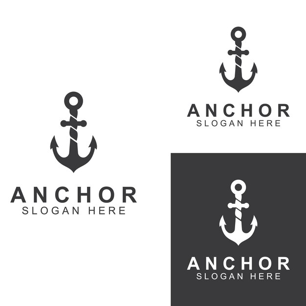 Logo and anchor symbol design vector illustration template