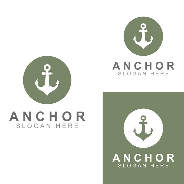 Logo and anchor symbol design vector illustration template