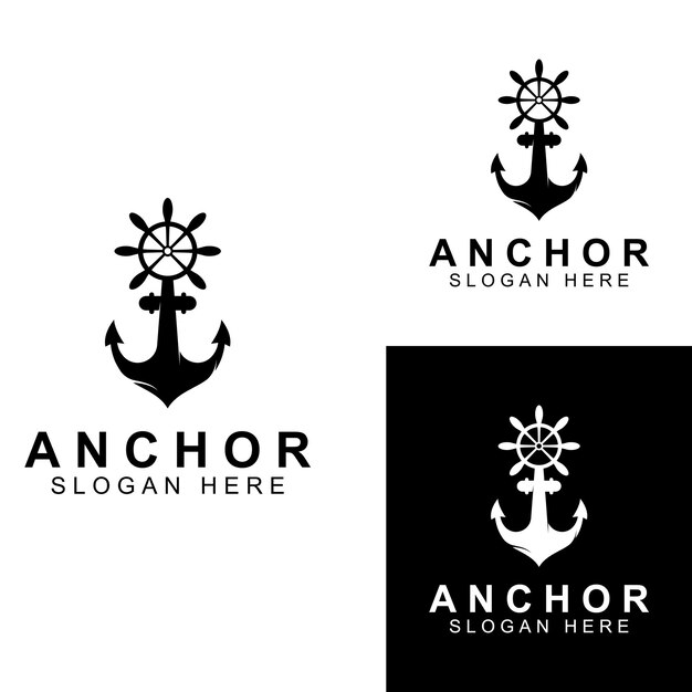 Logo and anchor symbol design vector illustration template