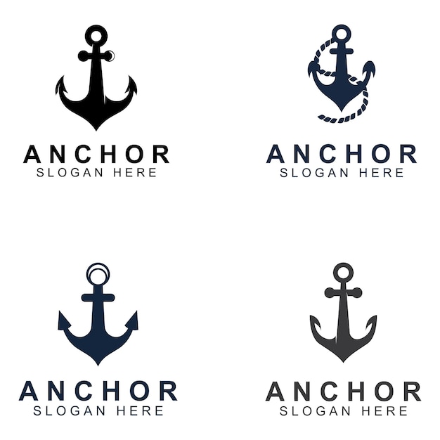 Logo and anchor symbol design vector illustration template