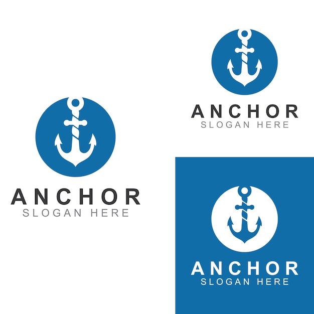 Logo and anchor symbol design vector illustration template