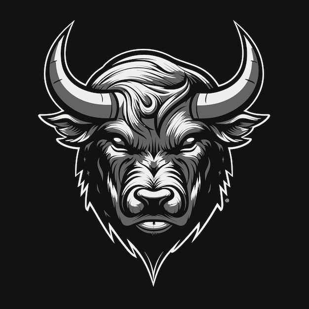 Логотип головы разгневанного быка, выполненный в стиле киберспортивной иллюстрации