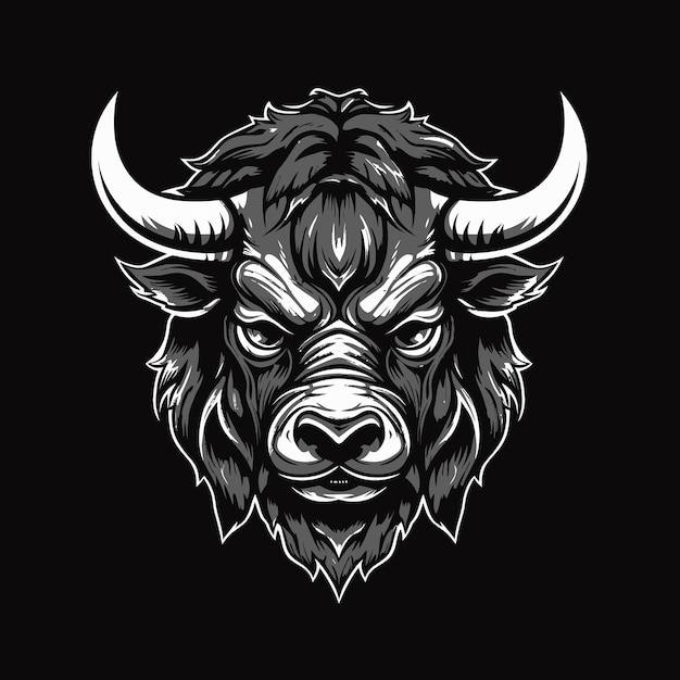 A logo of a angry bull's head designed in esports illustration style