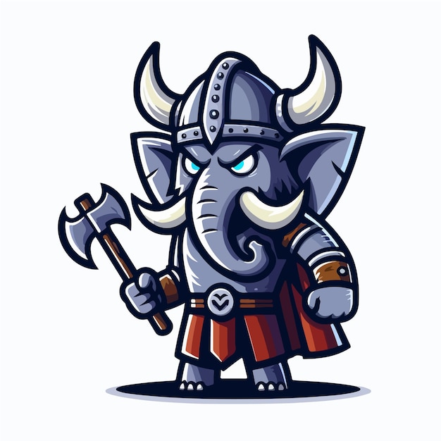 Vector logo angry elephant viking