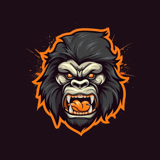 Логотип головы разгневанной обезьяны, выполненный в стиле киберспортивной иллюстрации