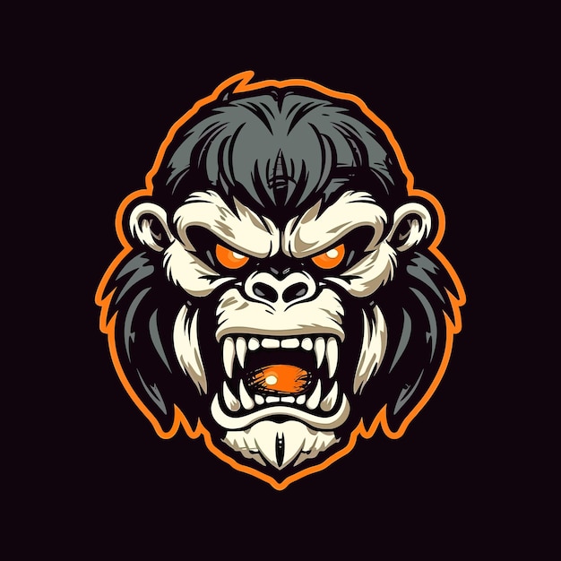 e스포츠 일러스트레이션 스타일로 디자인된 화난 원숭이 머리 로고