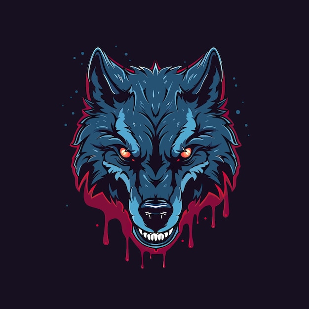 e스포츠 일러스트레이션 스타일로 디자인된 화난 늑대의 머리 로고