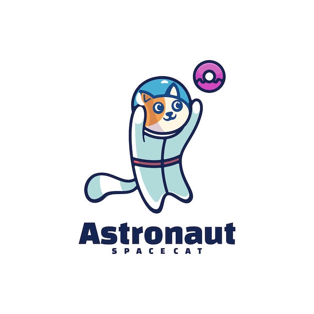 Logo astronaut eenvoudige mascotte stijl.