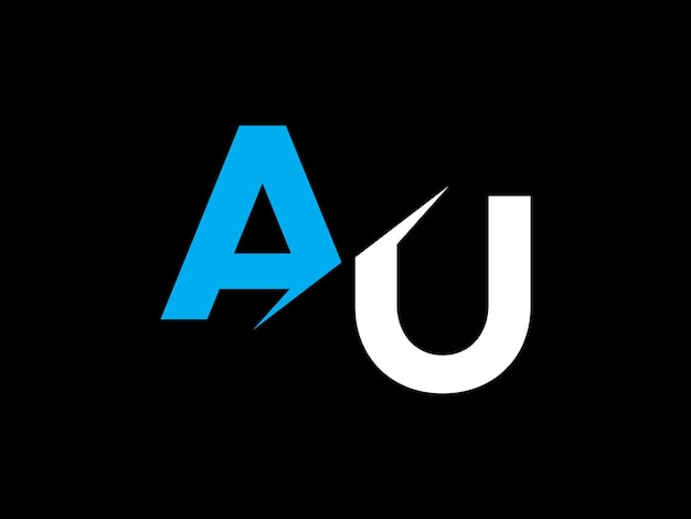 A logo for au with blue and white letters