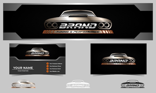 Вектор Логотип дизайн логотипа автомобильной компании и набор визитных карточек