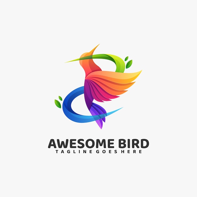 Логотип awesome bird gradient красочный стиль.