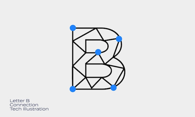 Вектор b логотип линия контур технология геометрическая