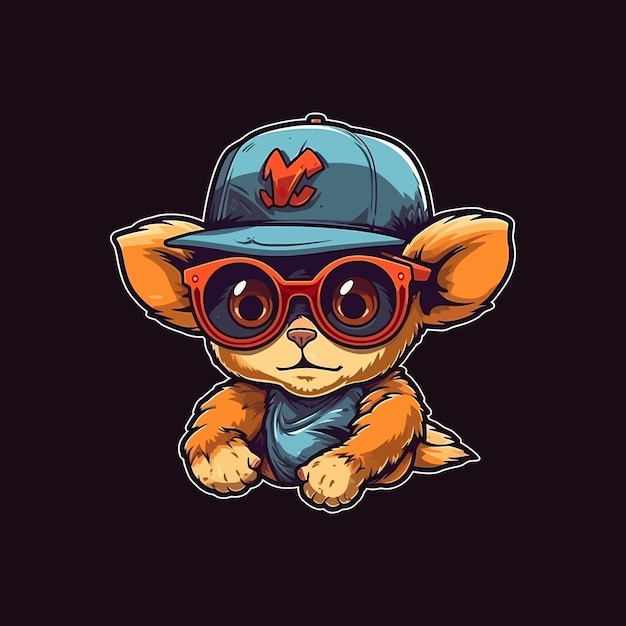 A logo of a baby tarsier with glasses designed in esports illustration style